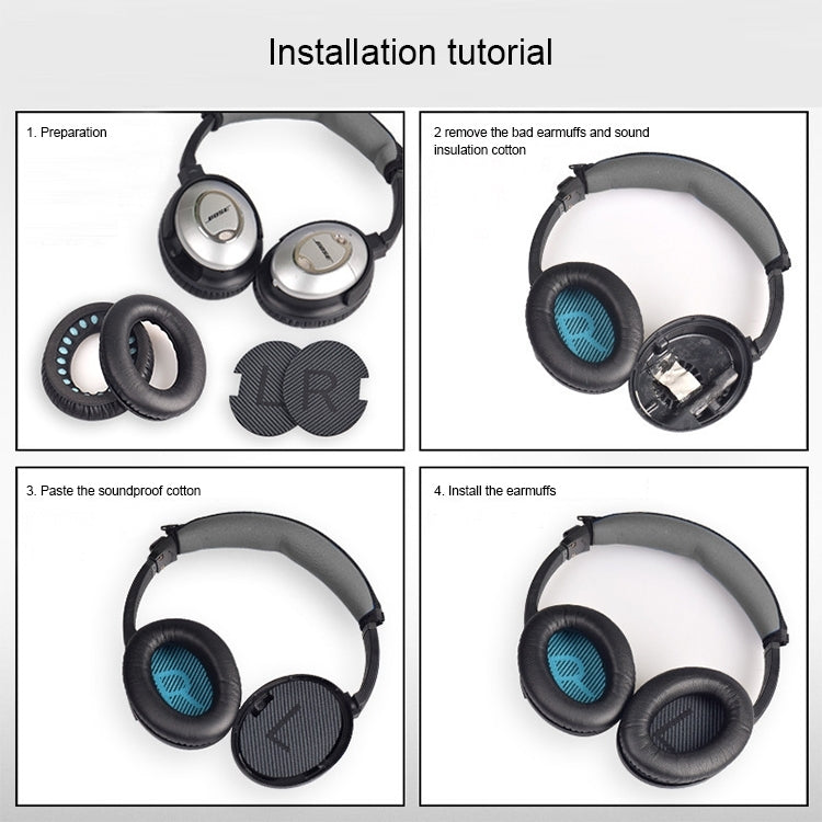 2 PCS Headset Sponge Cover For BOSE QC15 / QC3 / QC2 / QC25 / AE2 / AE2i, Print Color + Blue LR, White + Blue LR, Print Color + Black, Black + Black, White + Black, Print Color + Gray, Khaki  + Gray, Coffee  + Gray, White  + Gray, Gray  + Gray         ...