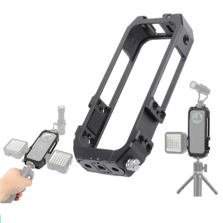 For Insta360 One X-2 Metal Camera Vertical Cage Protection Frame with Cold Shoe, For Insta360 One X-2