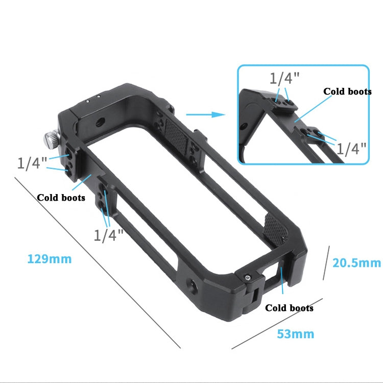 For Insta360 One X-2 Metal Camera Vertical Cage Protection Frame with Cold Shoe, For Insta360 One X-2