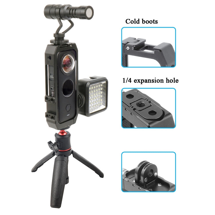 For Insta360 One X-2 Metal Camera Vertical Cage Protection Frame with Cold Shoe, For Insta360 One X-2