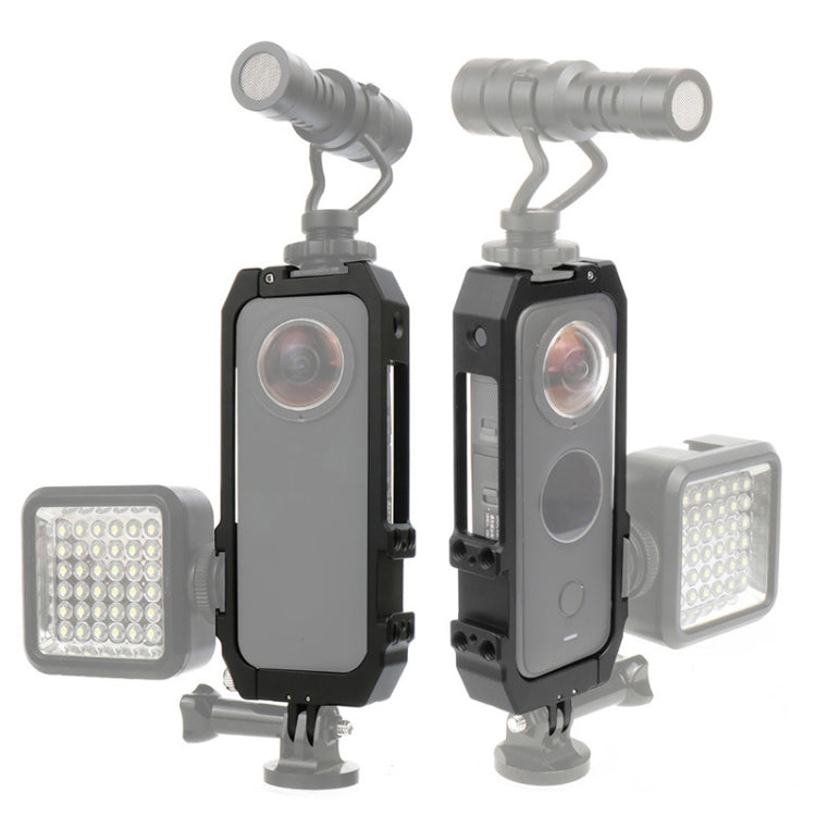 For Insta360 One X-2 Metal Camera Vertical Cage Protection Frame with Cold Shoe, For Insta360 One X-2