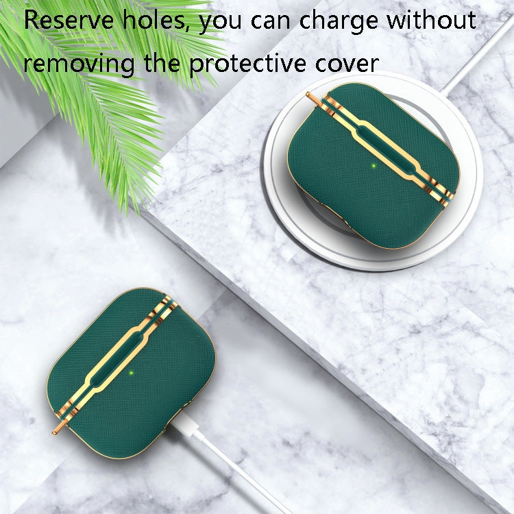 Plated Fabric Bluetooth Earphone Protective Cover + PC Protective Cover Case, For AirPods Pro
