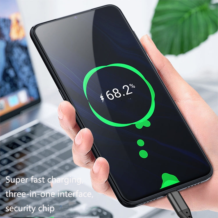 2 PCS ZZ034 USB To 8 Pin + USB-C / Type-C + Micro USB 3 In 1 Fast Charging Cable, Style:, 5A Super Fast-Black, Mini-Silver, Mini-Red, Mini-Blue, Mini-Black