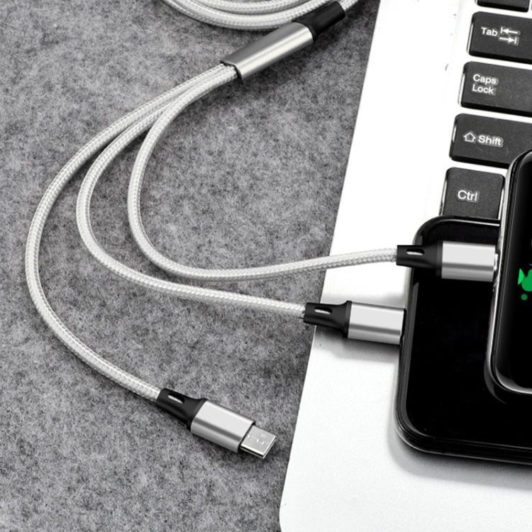 2 PCS ZZ034 USB To 8 Pin + USB-C / Type-C + Micro USB 3 In 1 Fast Charging Cable, Style:, 5A Super Fast-Black, Mini-Silver, Mini-Red, Mini-Blue, Mini-Black