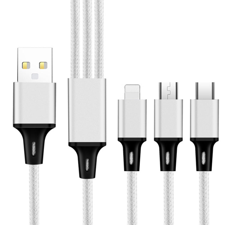 2 PCS ZZ034 USB To 8 Pin + USB-C / Type-C + Micro USB 3 In 1 Fast Charging Cable, Style:, 5A Super Fast-Black, Mini-Silver, Mini-Red, Mini-Blue, Mini-Black