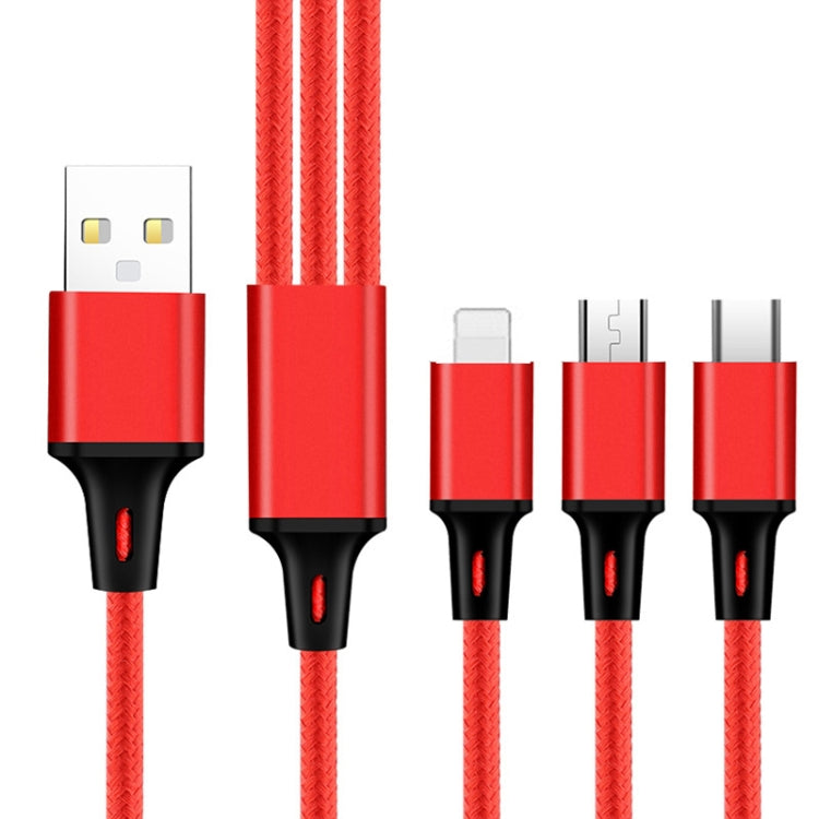2 PCS ZZ034 USB To 8 Pin + USB-C / Type-C + Micro USB 3 In 1 Fast Charging Cable, Style:, 5A Super Fast-Black, Mini-Silver, Mini-Red, Mini-Blue, Mini-Black