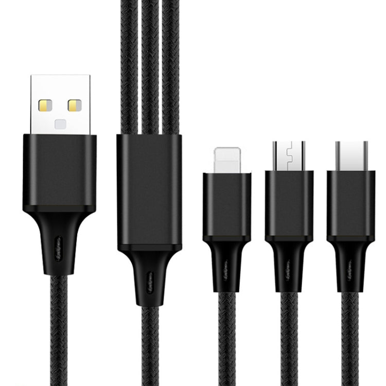 2 PCS ZZ034 USB To 8 Pin + USB-C / Type-C + Micro USB 3 In 1 Fast Charging Cable, Style:, 5A Super Fast-Black, Mini-Silver, Mini-Red, Mini-Blue, Mini-Black