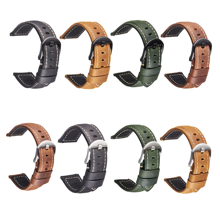Smart Quick Release Watch Strap Crazy Horse Leather Retro Strap For Samsung Huawei,Size:, 20mm  (Dark Brown Black Buckle), 20mm (Deep Brown Silver Buckle), 20mm (Light Brown Black Buckle), 20mm (Light Brown Silver Buckle), 20mm (Black And Black Buckle)...