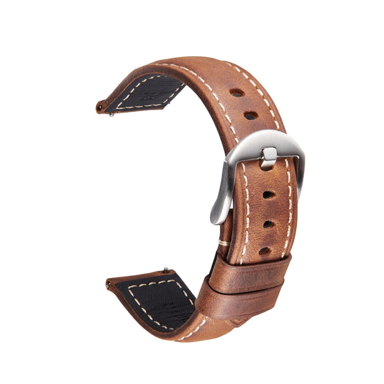 Smart Quick Release Watch Strap Crazy Horse Leather Retro Strap For Samsung Huawei,Size:, 20mm  (Dark Brown Black Buckle), 20mm (Deep Brown Silver Buckle), 20mm (Light Brown Black Buckle), 20mm (Light Brown Silver Buckle), 20mm (Black And Black Buckle)...