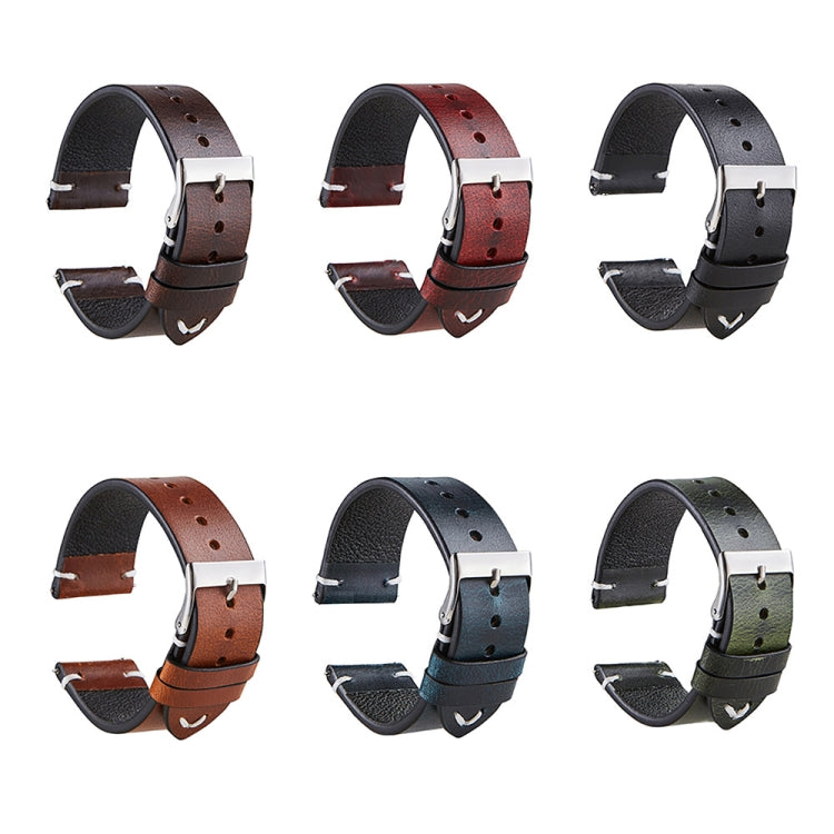 HB001 Color-Changing  Retro Oil Wax Leather Ultra-Thin Universal Watch Strap, 20mm, 22mm, 18mm