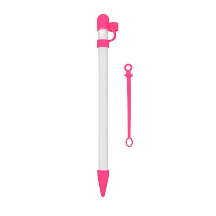 2 PCS 3 In 1 Anti-lost Pen Cap + Anti-lost Conversion Cable + Pen Tip Protective Case Set For Apple Pencil, Yellow, Rose Red, Night Blue, Red