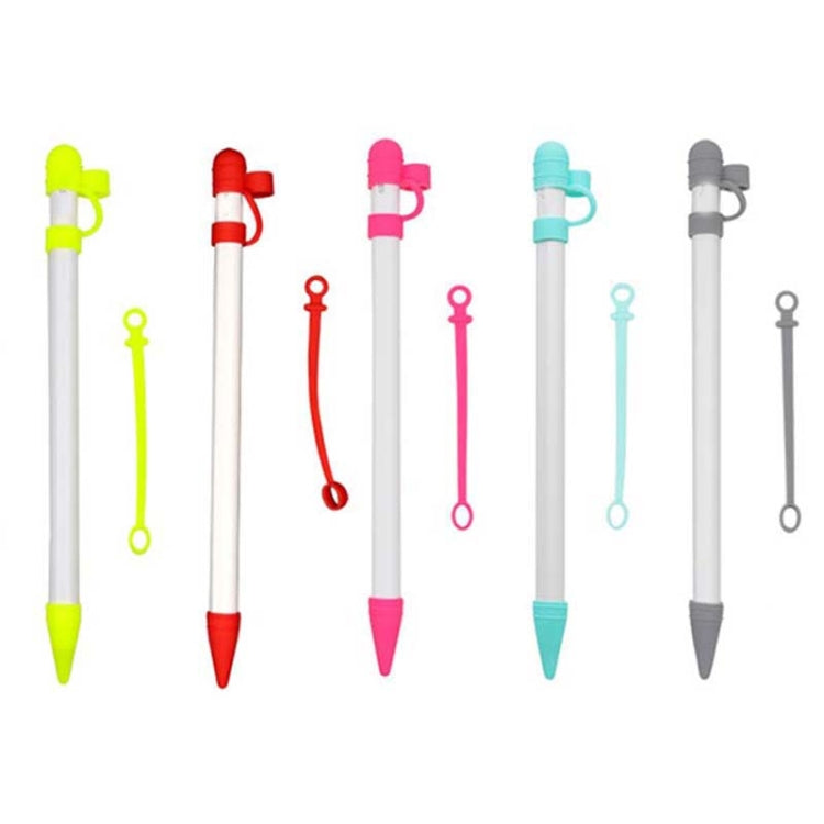 2 PCS 3 In 1 Anti-lost Pen Cap + Anti-lost Conversion Cable + Pen Tip Protective Case Set For Apple Pencil, Yellow, Rose Red, Night Blue, Red