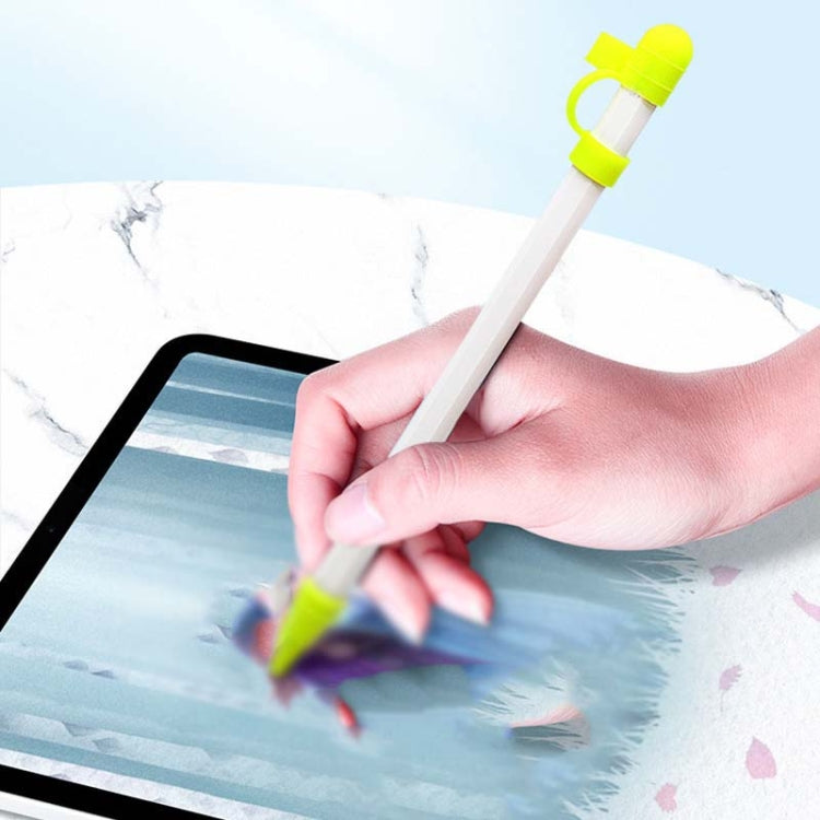 2 PCS 3 In 1 Anti-lost Pen Cap + Anti-lost Conversion Cable + Pen Tip Protective Case Set For Apple Pencil, Yellow, Rose Red, Night Blue, Red