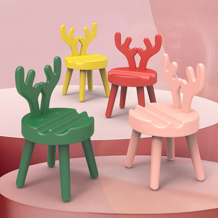 Cartoon Chair Shape Desktop Mobile Phone Holder Cute Mini Universal Phone Rack, Deer(Pink)