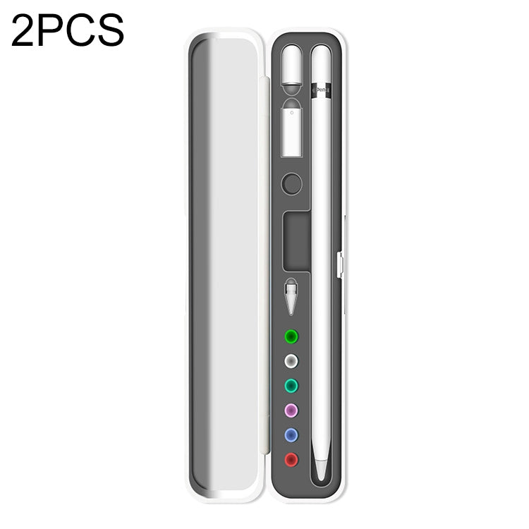 2 PCS Silicone Stylus Storage Box For Apple Pencil 1 / 2, Sky Blue, Night Green, Graphite Black, Tender Green, Cloves Purple, Sea Blue