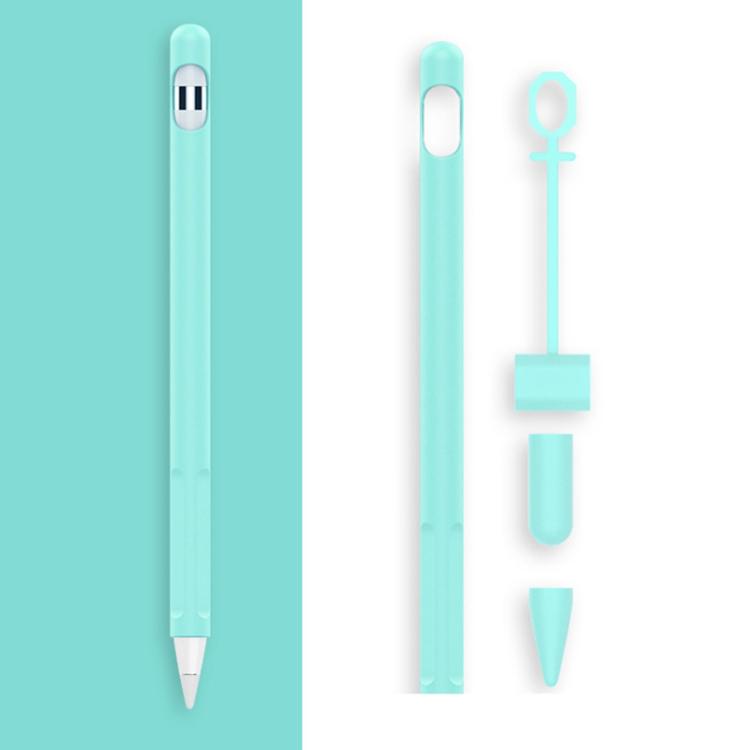 2 Sets 4 In 1 Stylus Silicone Protective Cover + Anti-Lost Rope + Double Pen Nip Cover Set For Apple Pencil 1, Jade White, Ink Black, Mint Green, Fresh Pink, Red, Midnight Blue, Business Gray