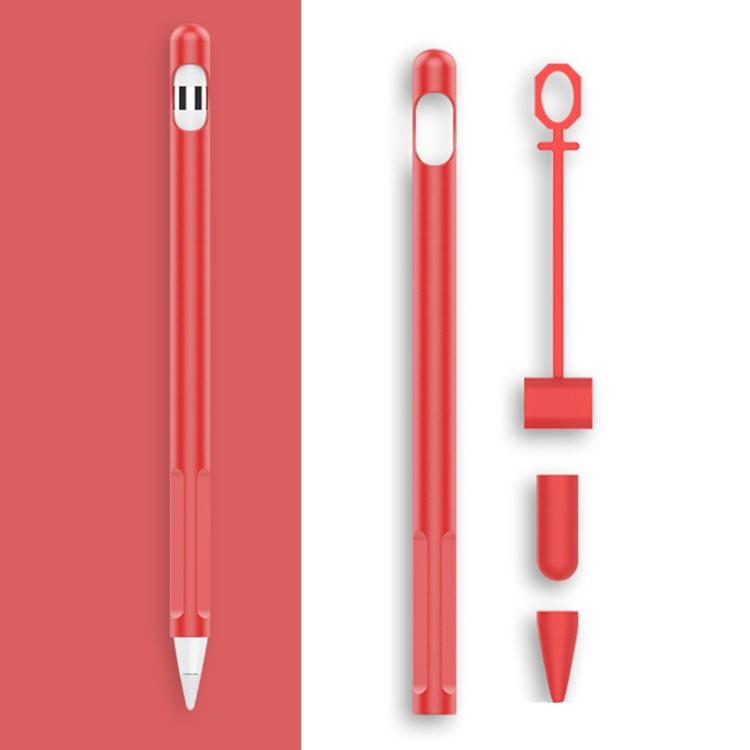 2 Sets 4 In 1 Stylus Silicone Protective Cover + Anti-Lost Rope + Double Pen Nip Cover Set For Apple Pencil 1, Jade White, Ink Black, Mint Green, Fresh Pink, Red, Midnight Blue, Business Gray