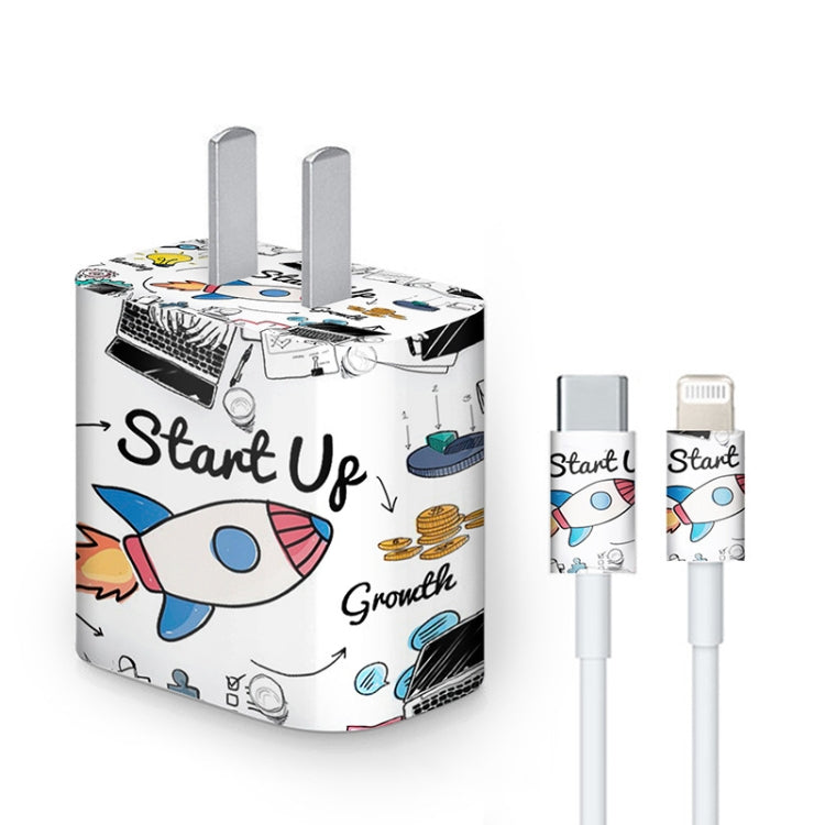 4 Sets PVC Creative Stickers For 18W/20W US Plug Charger & Type-C to 8 Pin Data Cable, 047, 059