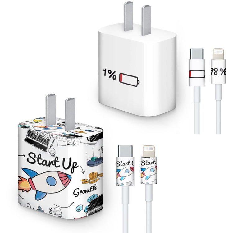 4 Sets PVC Creative Stickers For 18W/20W US Plug Charger & Type-C to 8 Pin Data Cable, 047, 059