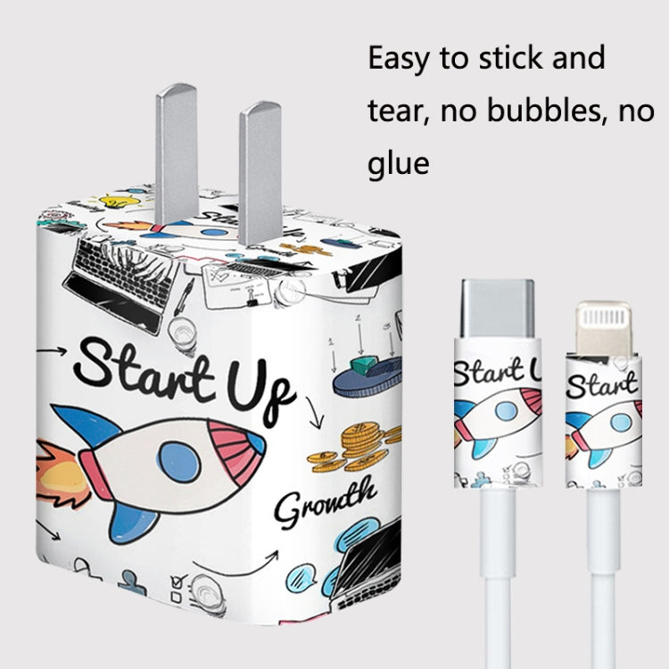 4 Sets PVC Creative Stickers For 18W/20W US Plug Charger & Type-C to 8 Pin Data Cable, 047, 059