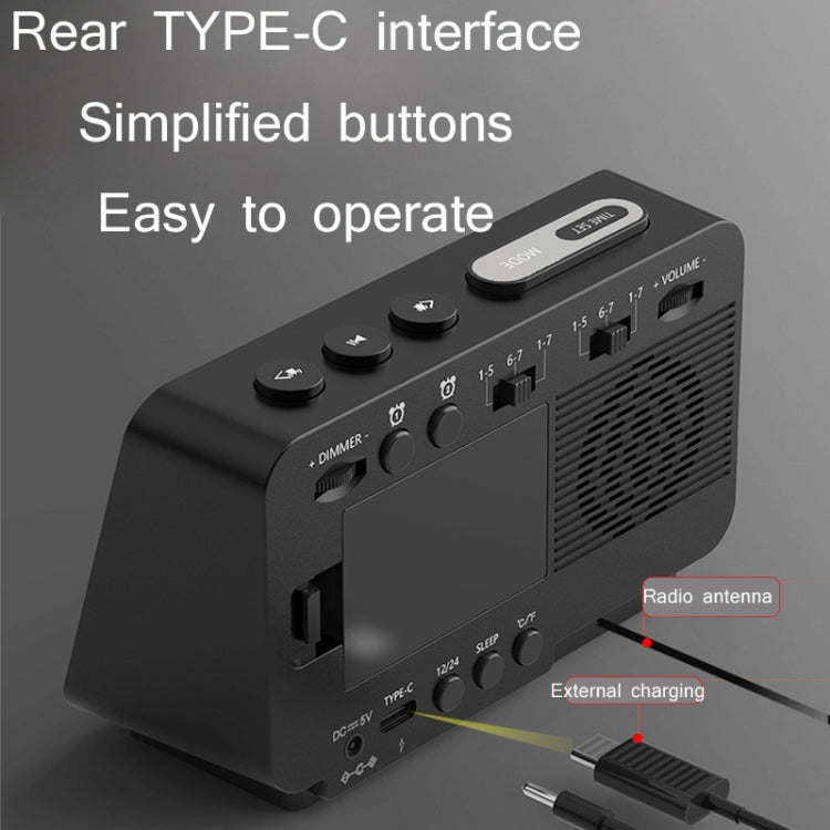 K5 Wireless Bluetooth Speaker Desktop Alarm Clock Radio, US Plug, EU Plug, UK Plug