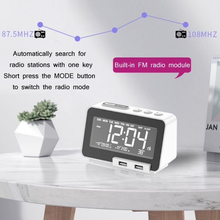 K5 Wireless Bluetooth Speaker Desktop Alarm Clock Radio, US Plug, EU Plug, UK Plug
