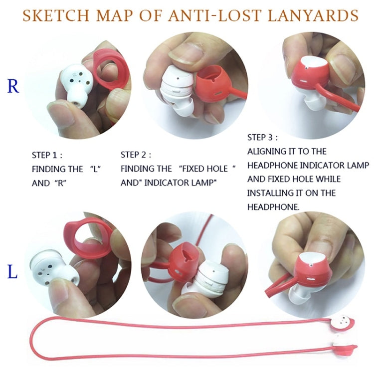 3 PCS Bluetooth Headphone Sports Silicone Anti-Lost Rope For Samsung GALAXLBuds 1 / 2, Black, White, Red, Blue