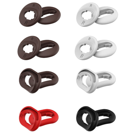 Brown and white replacement earplugs paired with Galaxy Buds Live charging case