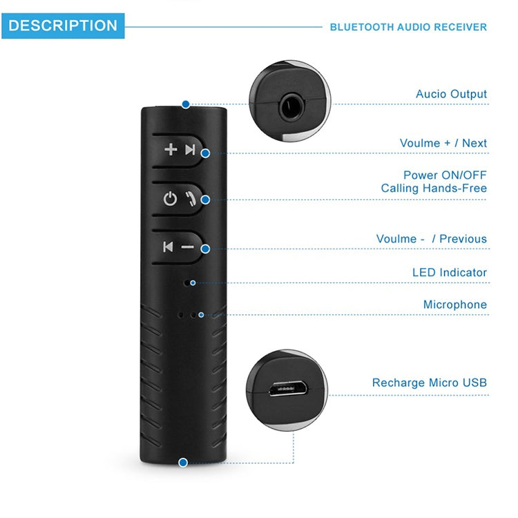 Récepteur audio Bluetooth 3,5 mm avec adaptateur métallique, H-139 vert, H-139 noir, H-139 bleu, H-139 rouge, H-139 blanc