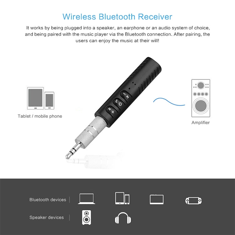 3.5mm Lavalier Bluetooth Audio Receiver with Metal Adapter, H-139 Black, H-139 Blue, H-139 Red, H-139 White, H-139 Green