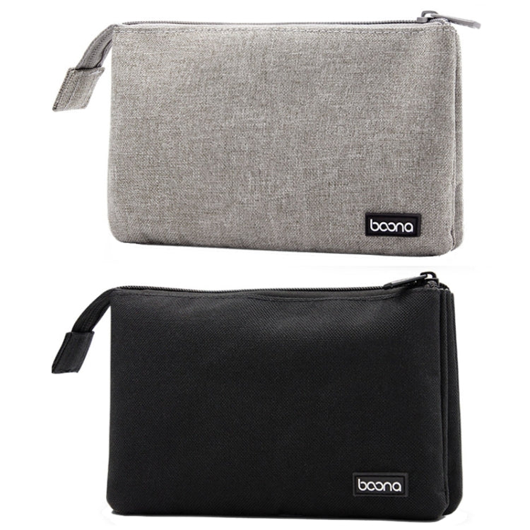 Baona BN-E002 Dual-layer Digital Storage Bag Data Cable Travel Organizing Bag, Grey, Black
