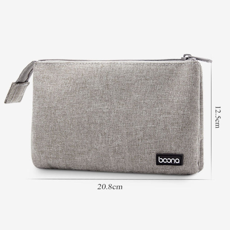 Baona BN-E002 Dual-layer Digital Storage Bag Data Cable Travel Organizing Bag, Grey, Black