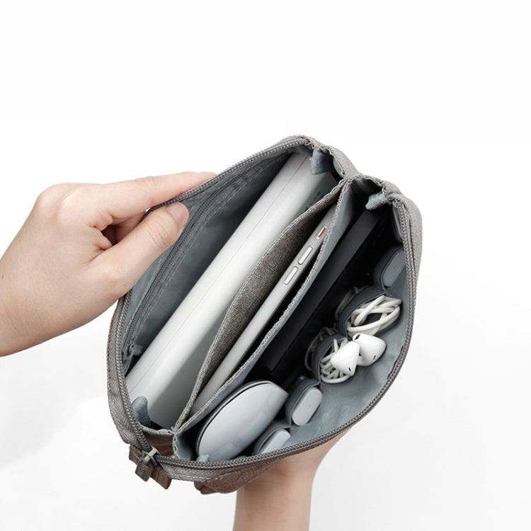 Baona BN-E002 Dual-layer Digital Storage Bag Data Cable Travel Organizing Bag, Grey, Black
