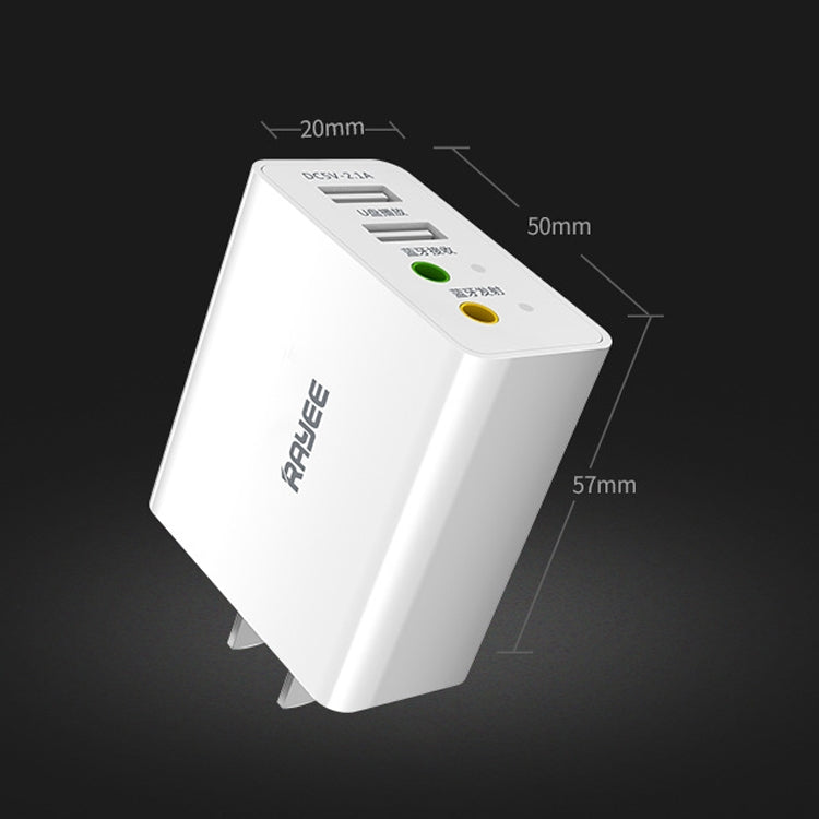 RAEYY D80 Bluetooth Adapter Audio Receiver Support 2.1A Dual USB Fast Charge, US Plug