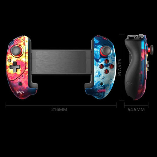 Adjustable phone mount brackets on Bluetooth gaming controller accommodating various device sizes