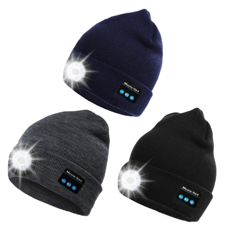 M1-BL LED Glowing Bluetooth Music Hat Wireless Call Night Running Hat, Black, Navy, Gray