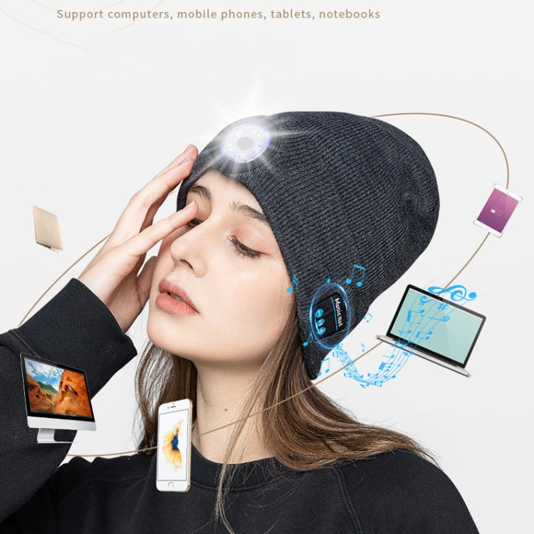 M1-BL LED Glowing Bluetooth Music Hat Wireless Call Night Running Hat, Black, Navy, Gray