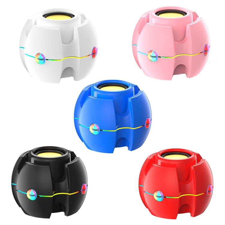 RGB Light Effect Gyro Shape Wireless Bluetooth Audio, White, Pink, Blue, Black, Red