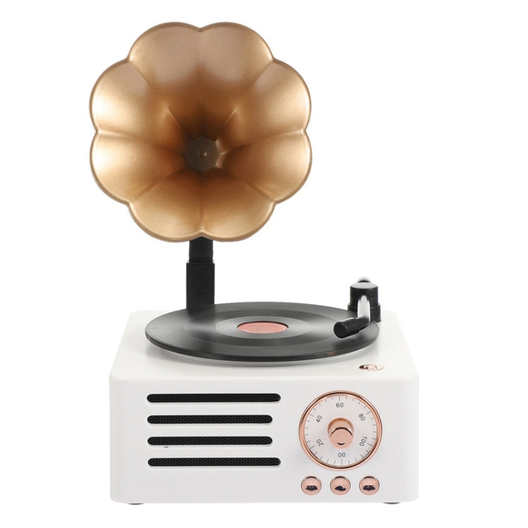 T15 Petunia Retro Vinyl Record Player Wireless Multifunction Mini Bluetooth Audio, White, Pink, Blue