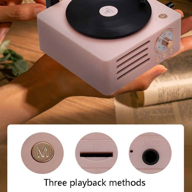 T15 Petunia Retro Vinyl Record Player Wireless Multifunction Mini Bluetooth Audio, White, Pink, Blue