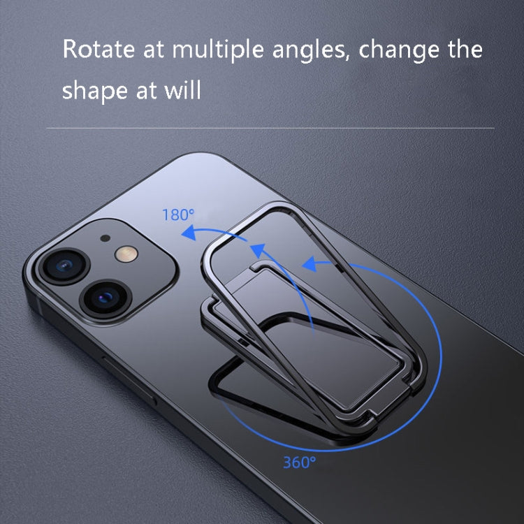 Square Folding Metal Holder Rotating Back Stick Desktop Phone Ring Holder, Square Folding (Rose Gold), Square Folding (Space Silver), Square Folding (Black)