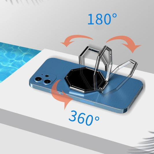 Sleek metallic phone ring holder mounted on desk surface