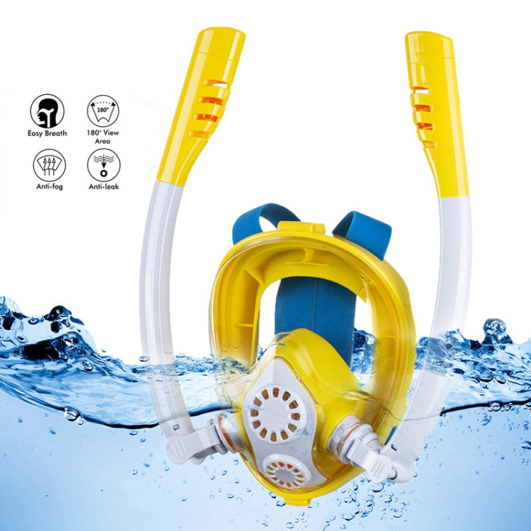 Kids Double Tube Full Dry Silicone Diving  Snorkeling Mask Swimming Glasses, XS