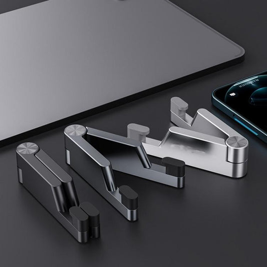 Silver aluminum stand grips secure device stability multiple angles