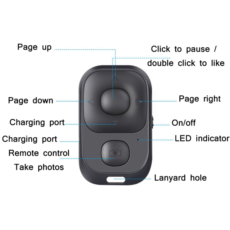 CDY001 Multifunctional USB Rechargeable Bluetooth Selfie Remote Control, CDY001