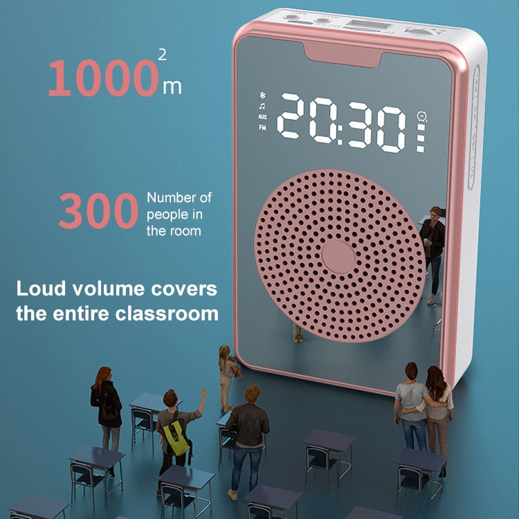 ZXL-H3 Portable Teaching Microphone Amplifier with Time Display, Spec:, H3 Wired (Black), H3 Wired (Rose Gold ), H3 Wireless (Black)