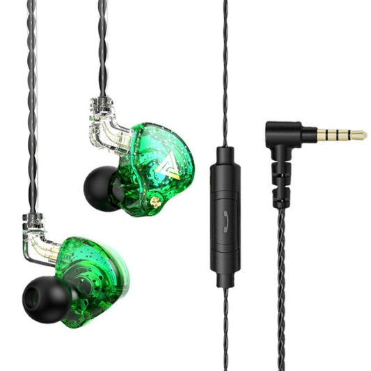 Angled view of QKZ AK6 PRO HiFi earbuds displaying ergonomic fit and design