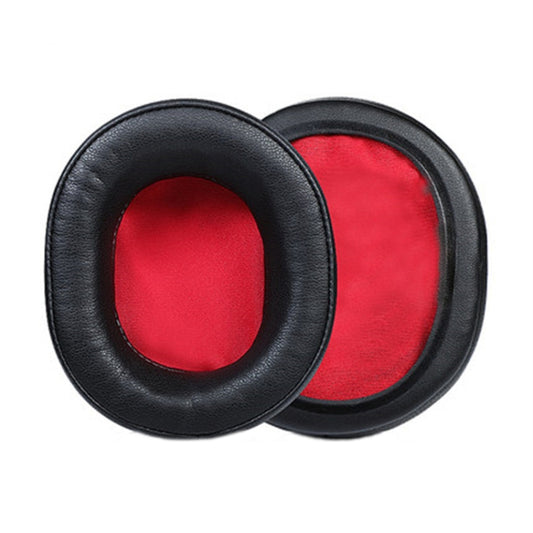 Replacement ear pads set featuring black and red protein leather cushions