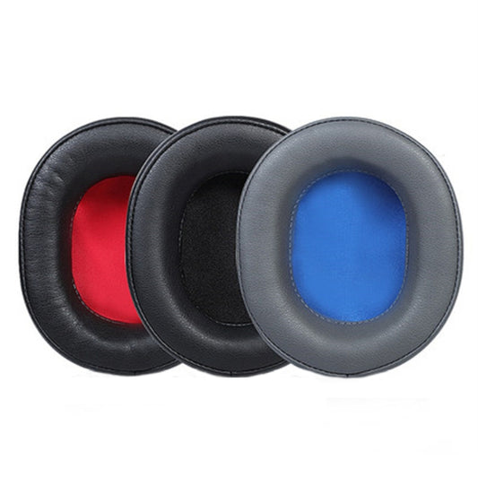 Close-up of protein leather earmuff texture and stitching detail