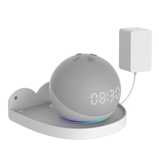 White and black wall mount brackets designed for Amazon Echo Dot 4th generation speakers